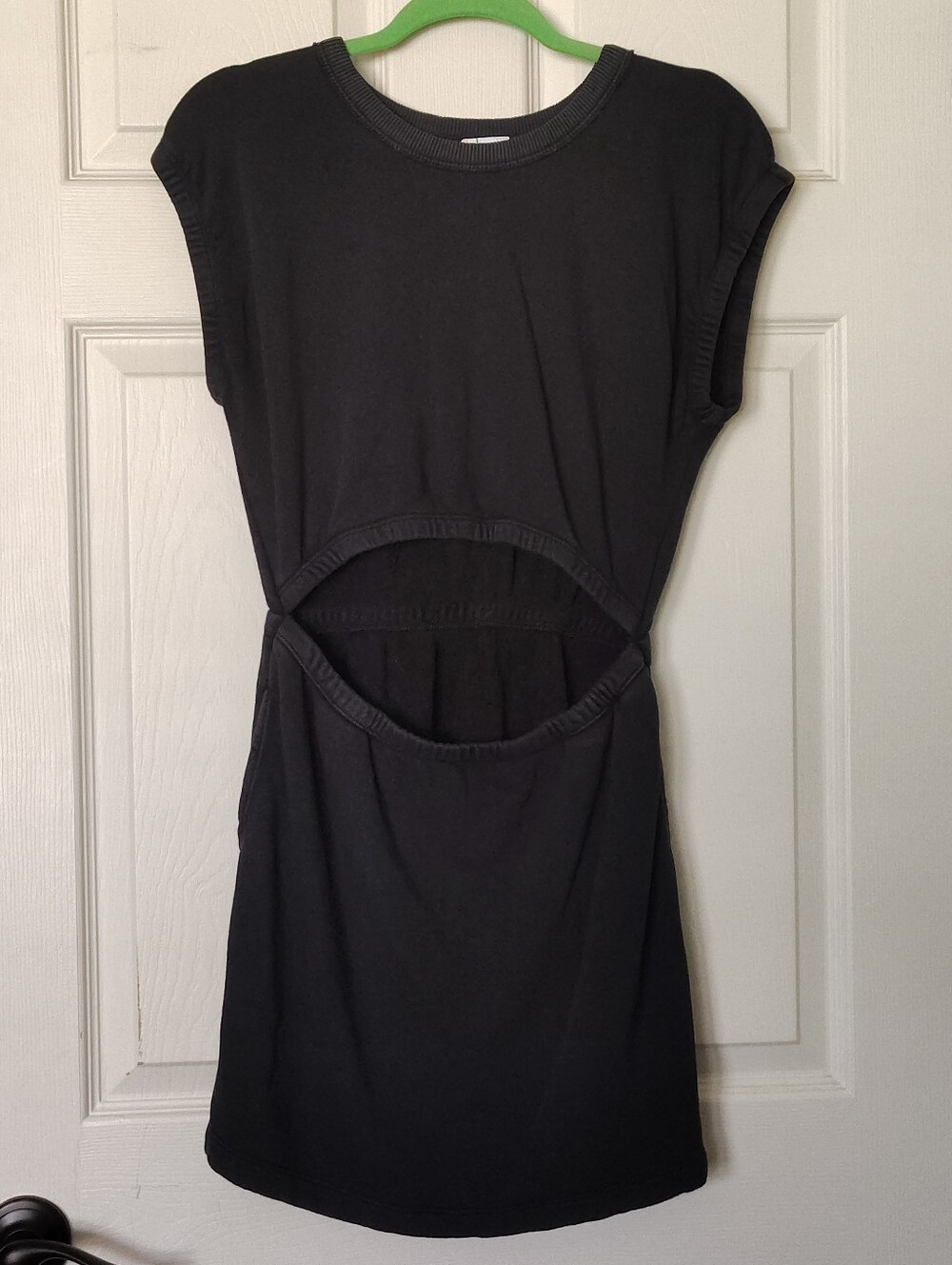Aerie OFFLINE Weekend Fleece Cut Out Dress in Washed Black Size XS